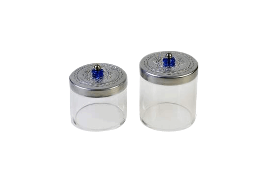 Two circular Plexi containers 