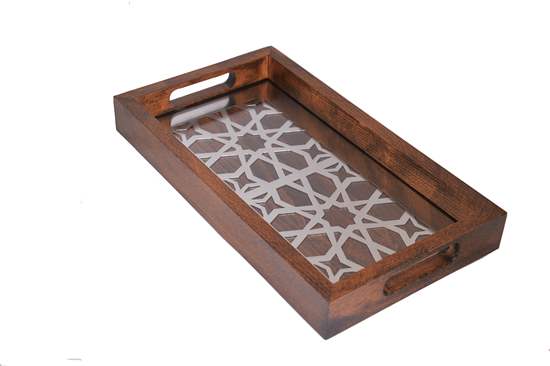 Engraved wooden tray 