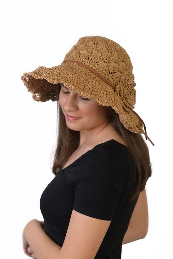 Large-brimmed python bow knot foldable straw hat 